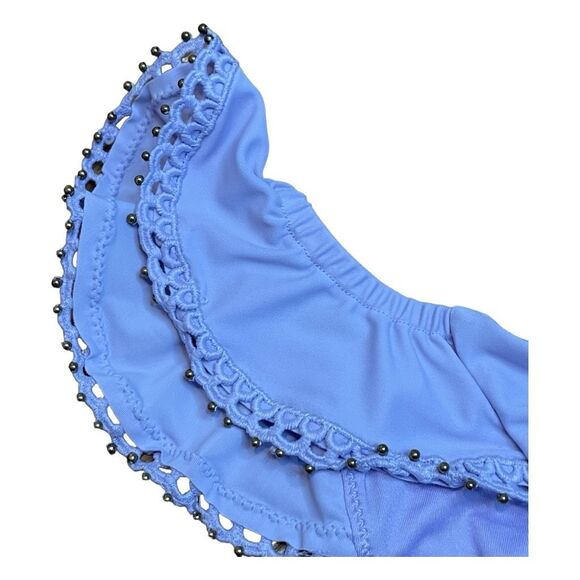 Tobi Let You Go Bikini Bottom Lavender Purple Ruffle Trim Metallic Gold Accent M - Picture 4 of 9